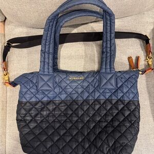 MZ Wallace Quilted Navy and Black Two-Tone Tote